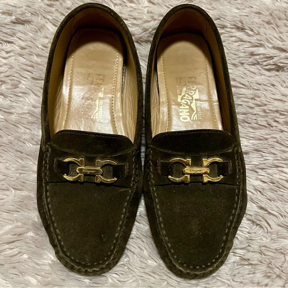 Salvatore Ferragamo Brown Suede “Saba” Driving Loafers Size 7